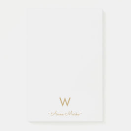 Modern Light Gray Gold Script Monogram Post-it Klebezettel