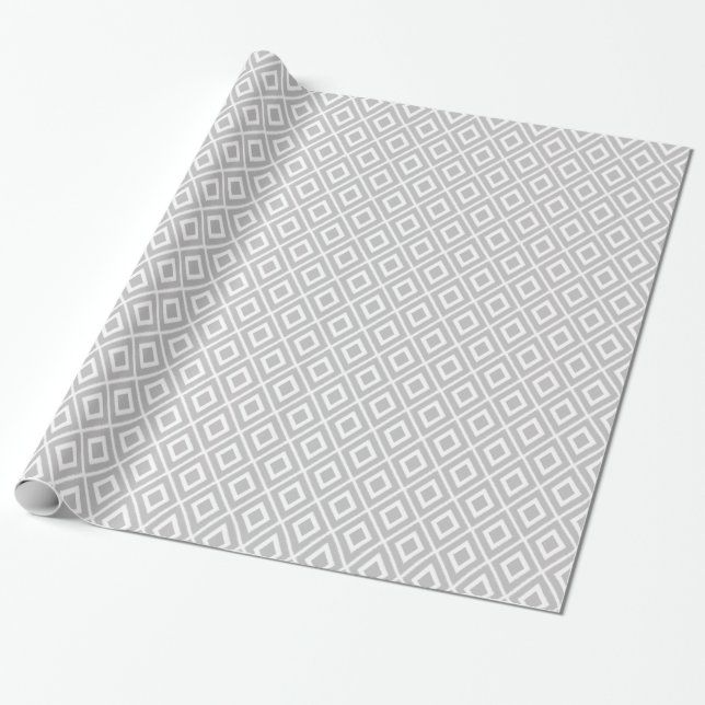 Modern Light Gray Ikat Muster Geschenkpapier (Ungerollt)