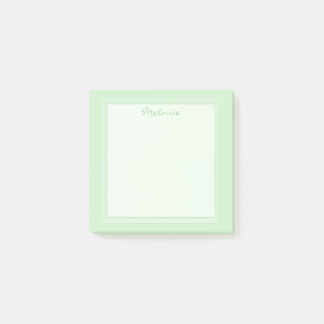 Modern Light Green White Border Script Post-it Klebezettel (Vorderseite)