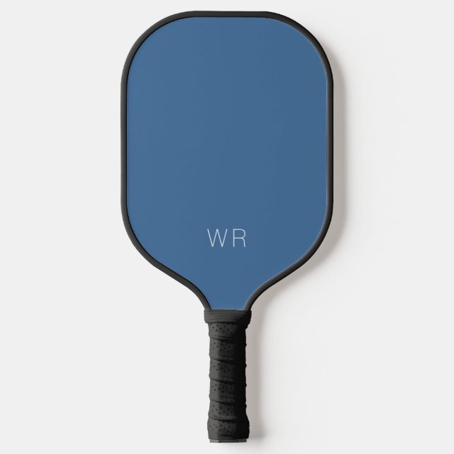 Modern Light Navy Blue Monogram Initials Pickleball Schläger (Vorderseite)