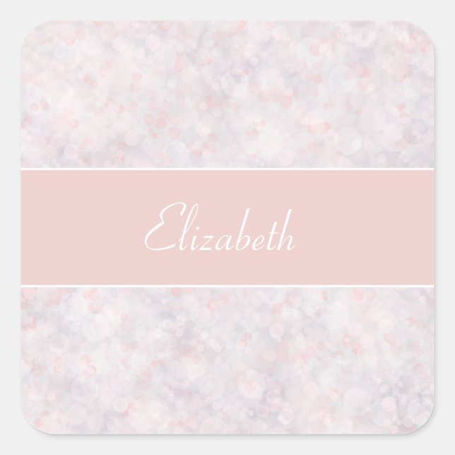 Modern Light Pink Bokeh Individuelle Name Sticker (Vorderseite)