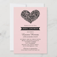 Modern Light Pink Floral Heart Bridal Luncheon