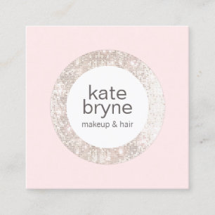 Modern Light Pink Sequin Beauty Salon Quadratische Visitenkarte
