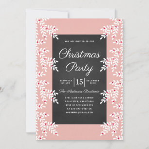 Modern Light Pink Weihnachts-Party Chalkboard Einladung
