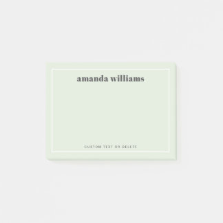 Modern light sage green custom name and text post-it klebezettel