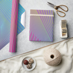 Modern lila blau Ombre mit Streifen Geschenkpapier
