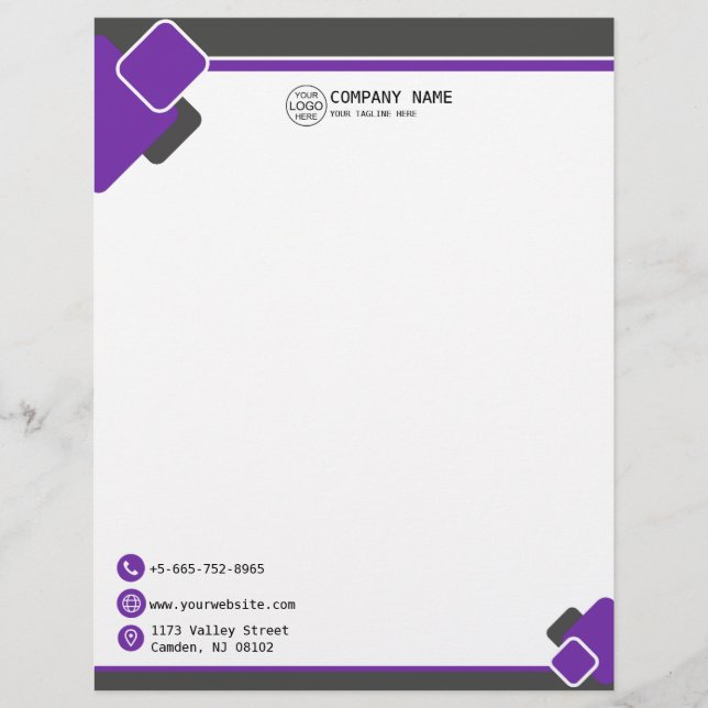 Modern lila Business Logo Letterhead Briefbogen (Vorderseite)