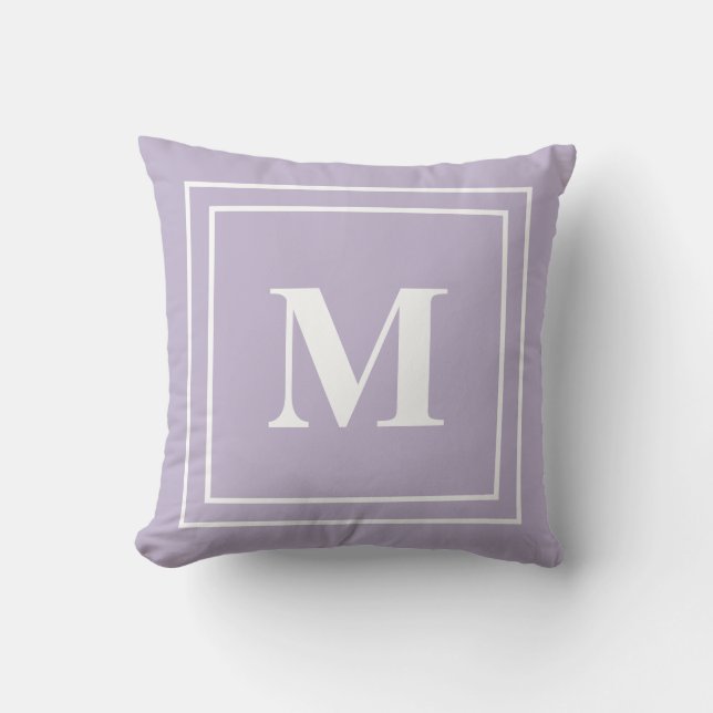 Modern Lila Lavendel Monogram Kissen (Vorderseite)