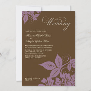 Modern Lilac/Brown Floral Wedding Einladung