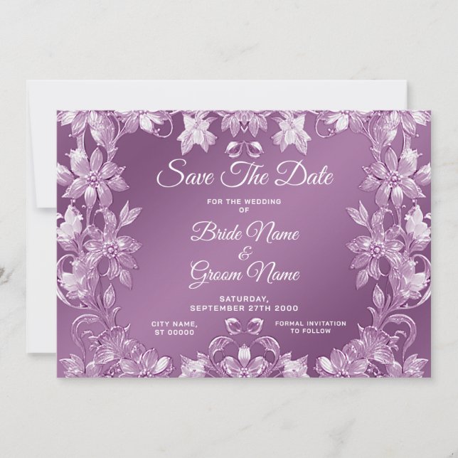 Modern Lilac Floral Save the Date (Vorderseite)