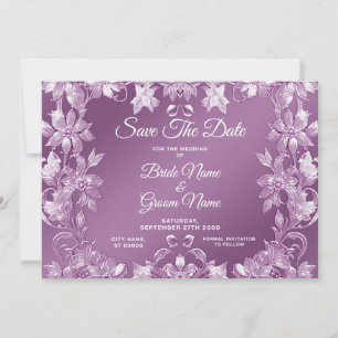 Modern Lilac Floral Save the Date