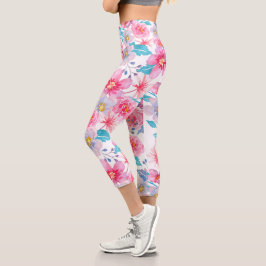 modern lilac-pink and light blue pastel capri leggings