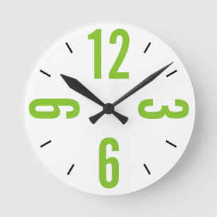 Modern lime green and black large numbers runde wanduhr