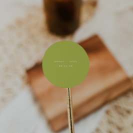 Modern Lime Green Custom Names Wedding Runder Aufkleber