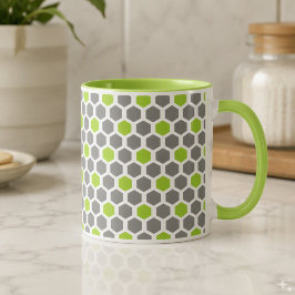 Modern Lime Green Grey Geometric Muster Tasse