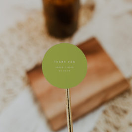 Modern Lime Green "Thank You" Custom Wedding Runder Aufkleber
