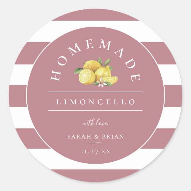 Modern Limoncello Dusty Rose Strip Runder Aufkleber (Vorderseite)