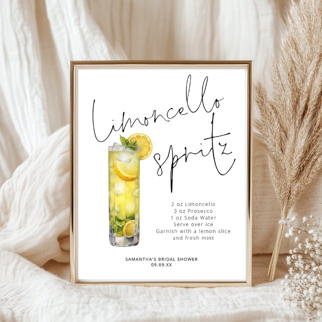 Modern Limoncello Spritz Recipe Brautparty Sign Poster (Von Creator hochgeladen)