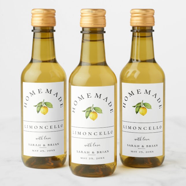 Modern Limoncello Weißes Getränk-Label Weinetikett (Flaschen)