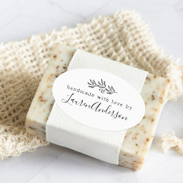 Modern Line Art Berries Handwerk mit Liebe von Ovaler Aufkleber