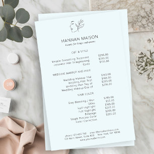 Modern, Line Art, Frau, Blätter, Salon, Preisliste Flyer