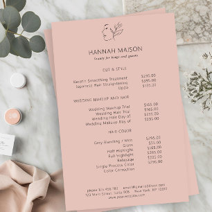 Modern, Line Art, Frau, Blätter, Salon, Preisliste Flyer
