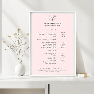 Modern, Line Art, Frau, Blätter, Salon, Preisliste Poster