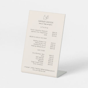 Modern, Line Art, Frau, Blätter, Salon, Preisliste Sockelschild