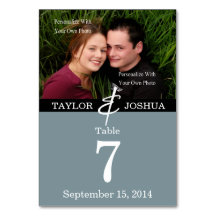 Modern Lines Slate Blue Foto Table Card