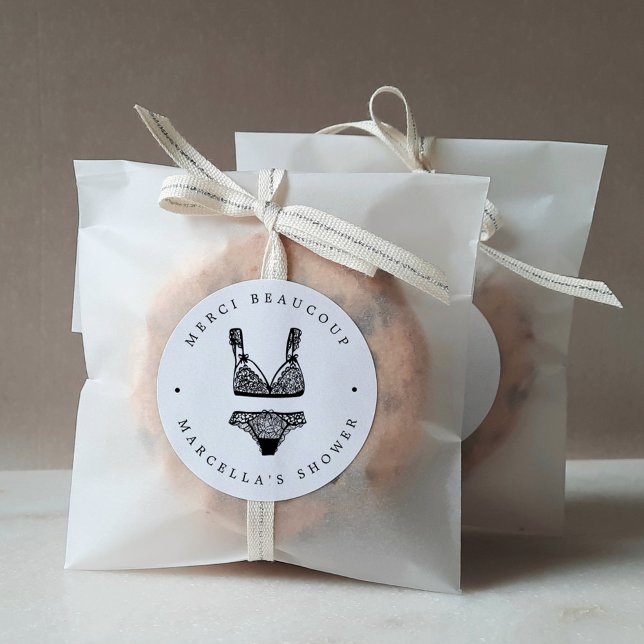 Modern Lingerie Dusche Vielen Dank Runder Aufkleber (Von Creator hochgeladen)