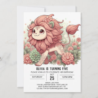 Modern Lion Digital Geburtstag Einladung