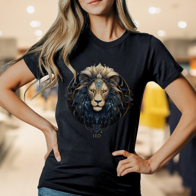 Modern Lion Zodiac Symbol Sun Sign Leo Womens T-Shirt (Von Creator hochgeladen)