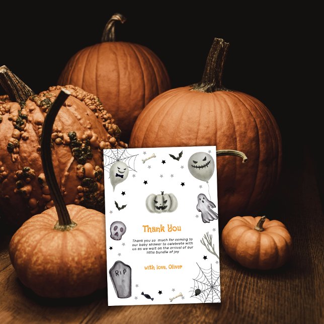 Modern Little Boo Ghost Boy Baby Dusche Dankeskarte (Modern Little Boo Ghost Boy Baby Shower Thank You Card)