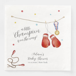 Modern Little Champion Boxing Sport Baby Shower Serviette