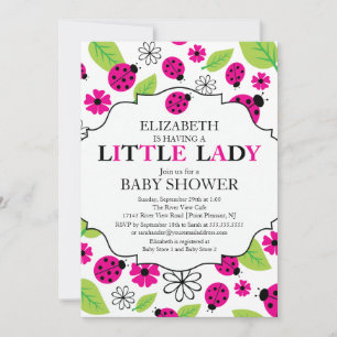 Modern Little Lady Pink Ladybug Babydusche Einladung