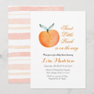 Modern Little Peach ist auf dem Weg Babydusche Einladung