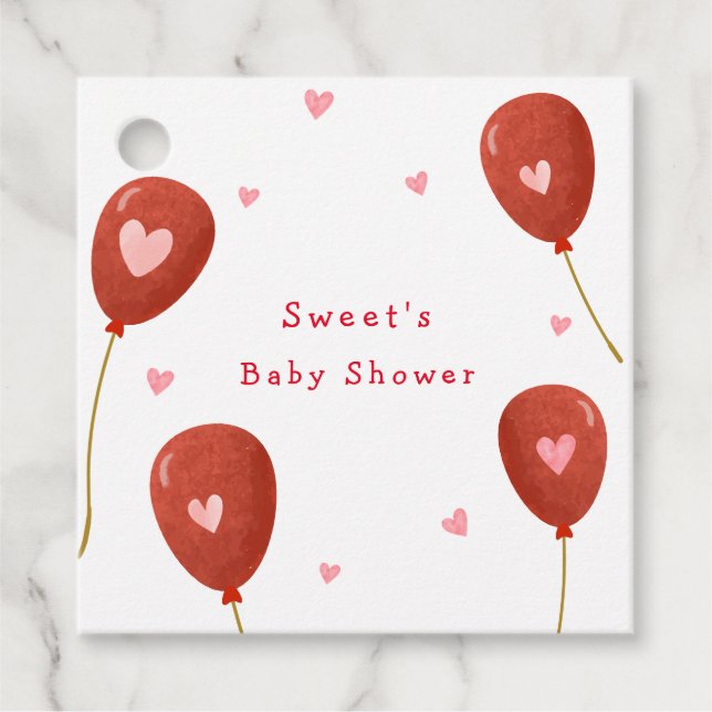 Modern Little Sweetheart Balloon Baby Dusche Geschenkanhänger (Vorderseite)