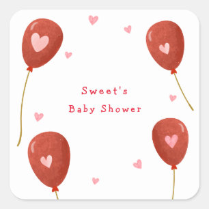 Modern Little Sweetheart Balloon Baby Dusche Quadratischer Aufkleber