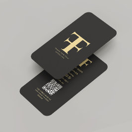 Modern Logo Company Monogram F T Black Gold Visitenkarte
