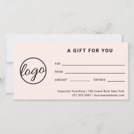 Modern Logo Einfach rosa Blush Geschenkgutschein