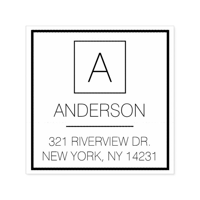 Modern Logo Einfache Monogram Name-Rücksendeadress Permastempel (Design)