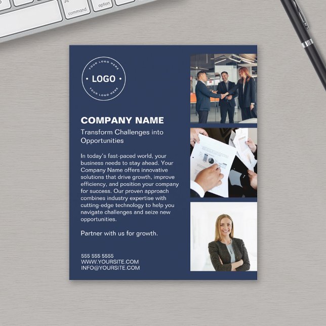 Modern Logo Foto Blau Professionell Geschäftlich Flyer (Modern Logo Photo Blue Professional Business Flyer)