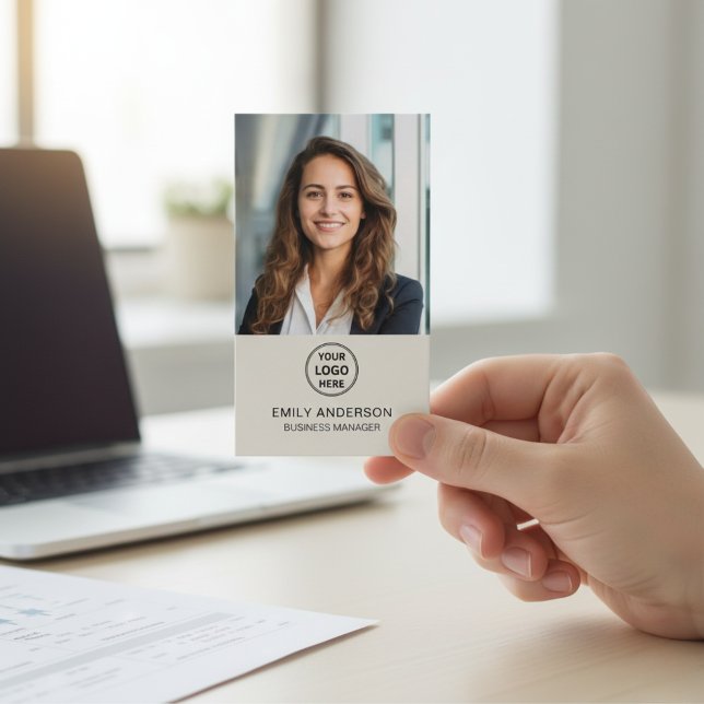 Modern Logo Photo QR Social Media Professional Visitenkarte (Modern Logo Photo QR Social Media Professional Business Card)