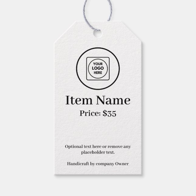 Modern Logo Simple Custom Business Label price tag Geschenkanhänger (Vorderseite)