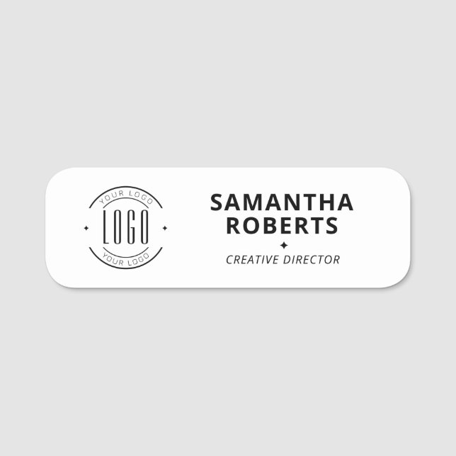 Modern logo simple employee magnetic safety pin namensschild (Vorderseite)