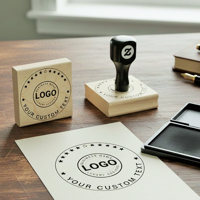 Modern Logo Stamp (Custom Business Text Seal)  Gummistempel (Logo stamp custom template)
