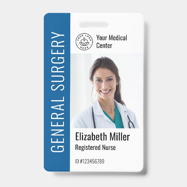 Modern Logo Template Mitarbeiter Foto Name Nurse I Ausweis (Vorderseite)