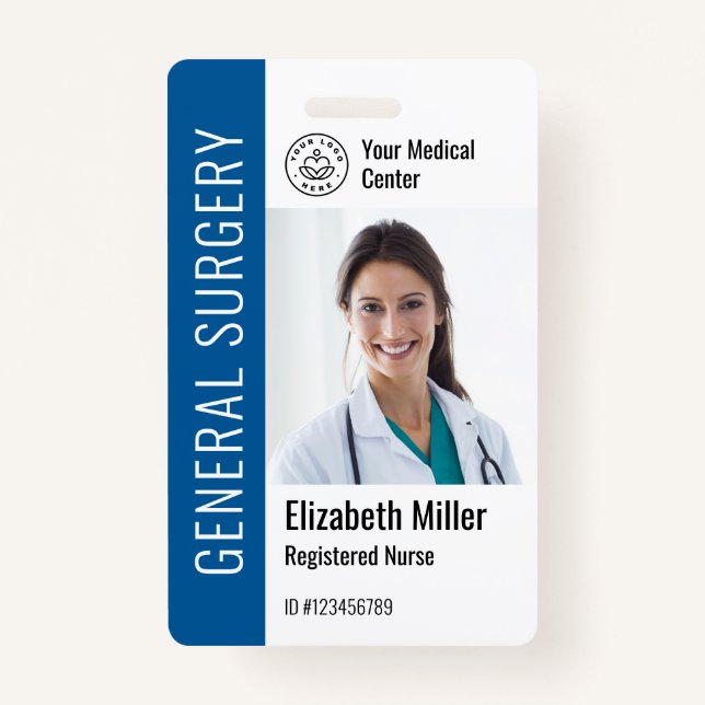 Modern Logo Template Mitarbeiter Foto Name Nurse I Ausweis (Vorderseite)
