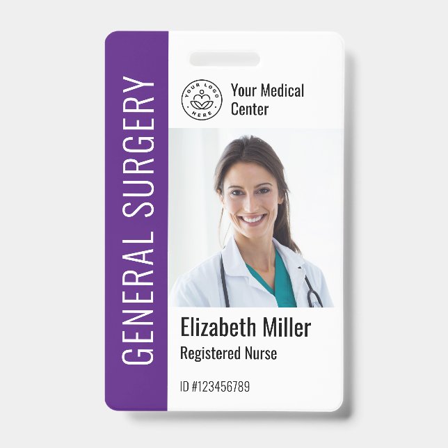 Modern Logo Template Mitarbeiter Foto Name Nurse I Ausweis (Vorderseite)