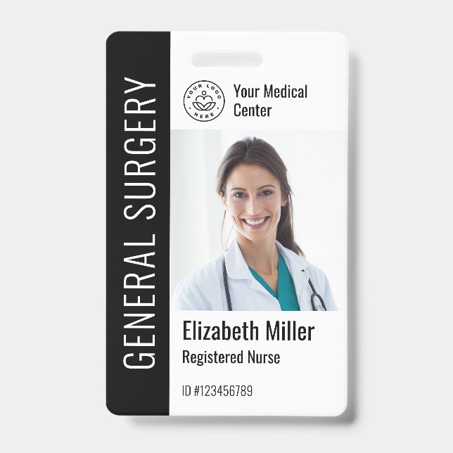 Modern Logo Template Mitarbeiter Foto Name Nurse I Ausweis (Vorderseite)
